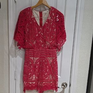 SOIEBLU Elegant Pink Lace mini Dress Size S